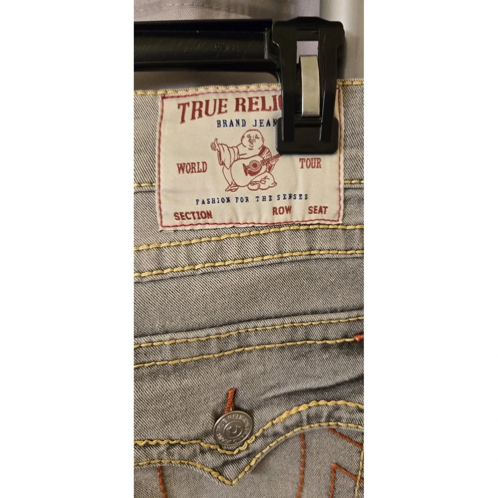 NEW True Religion Geno Big T Flap Jeans Men's 32x32 Grey Flap Relaxed Slim‎ NWT